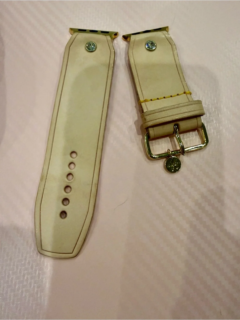 Vachetta Leather Watch Band with Gold Hardware by Spark*l Bands